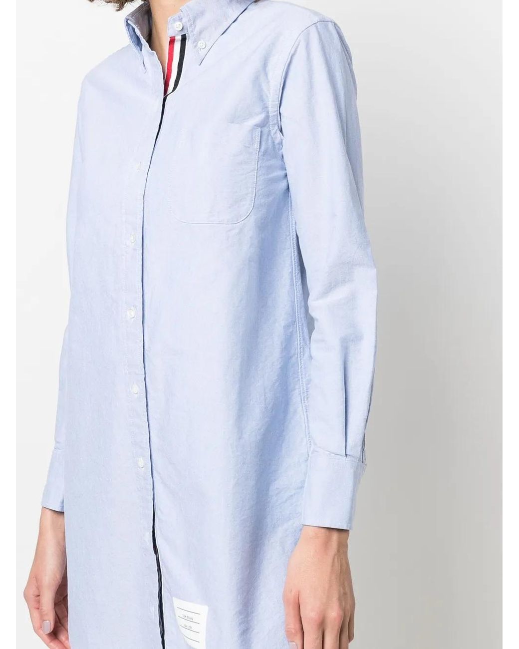 Thom Browne Blue Rwb Trim Shirt Dress
