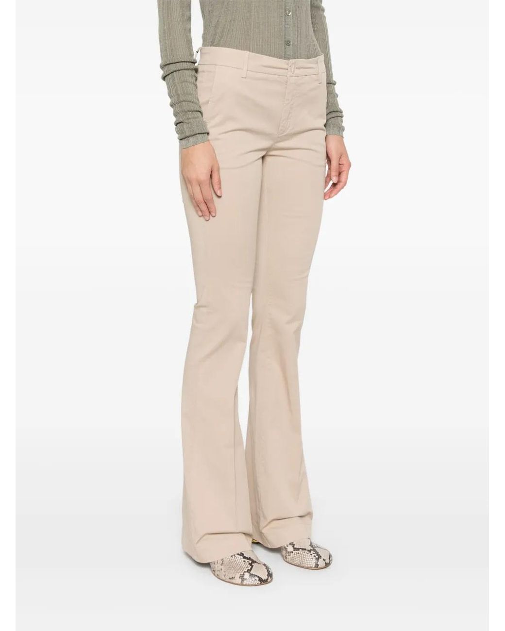 Twinset Natural Flared Twill Trousers