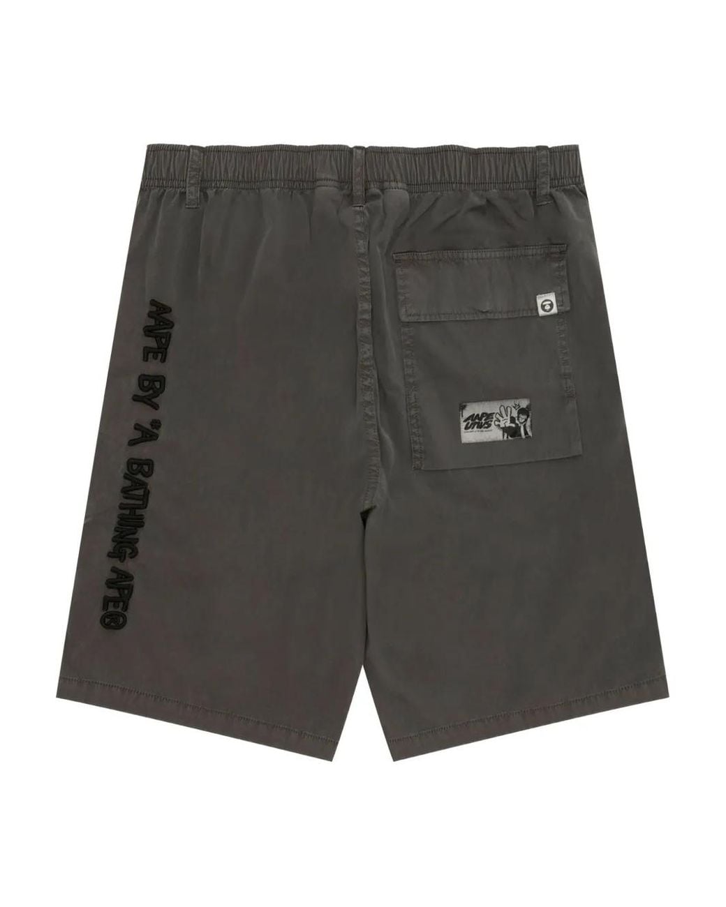 Aape By A Bathing Ape Gray Logo-Patch Shorts for men