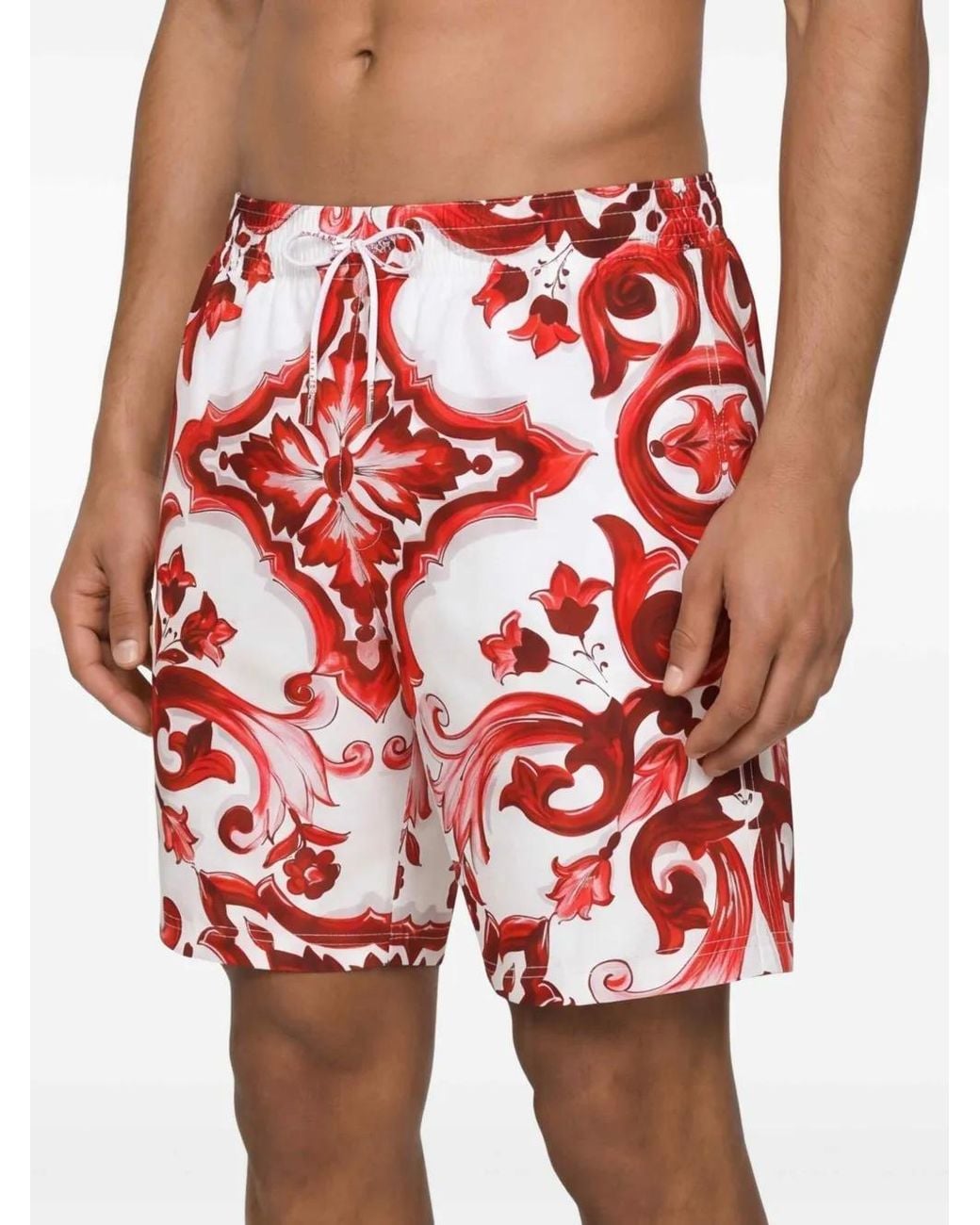 Dolce & Gabbana Red Majolica-Print Medium Boxer Shorts for men