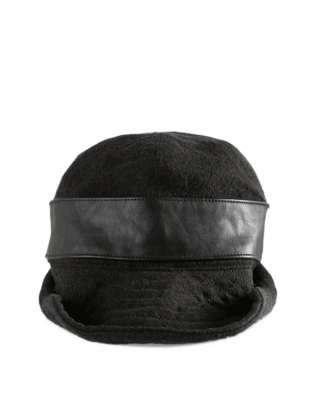 Ziggy Chen Black Hybrid Leather-Trimmed Bucket Hat for men