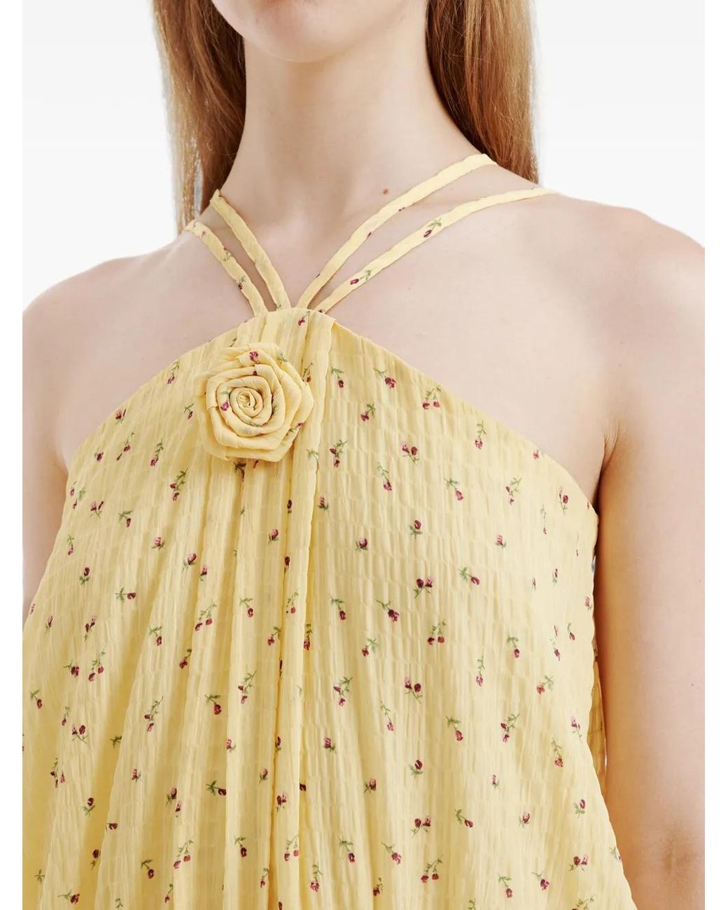 B+ AB Yellow Floral-Print Mini Dress