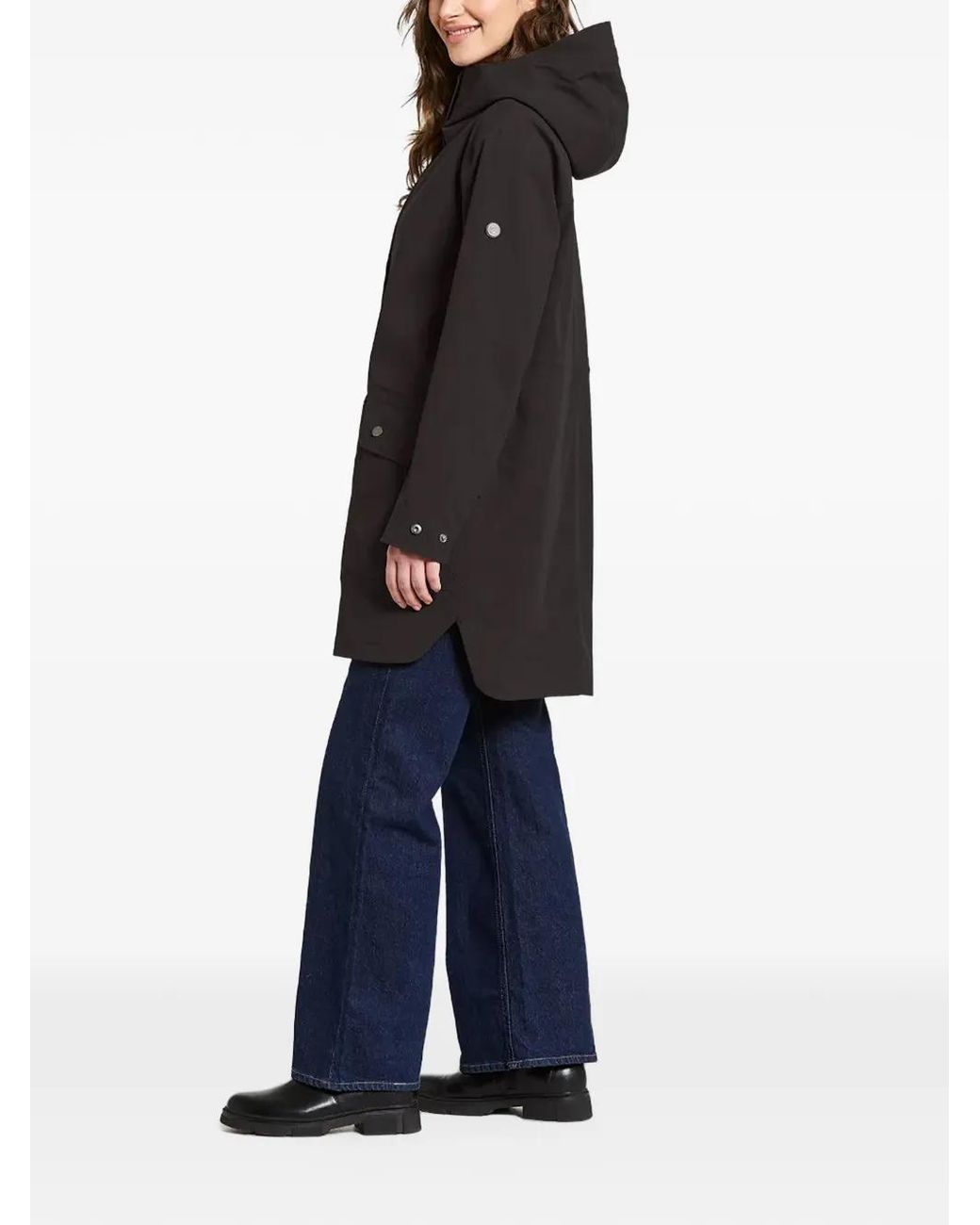 Didriksons Black Hooded Snap-Button Coat