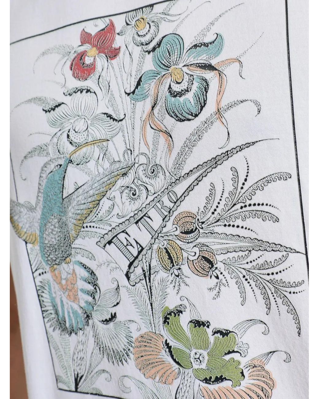 Etro White Floral-Print Cotton T-Shirt for men
