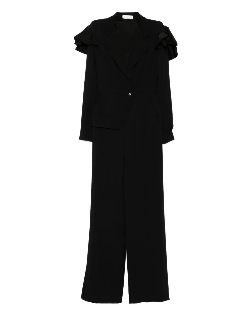 Saiid Kobeisy Black Ruffled Wrap Jumpsuit