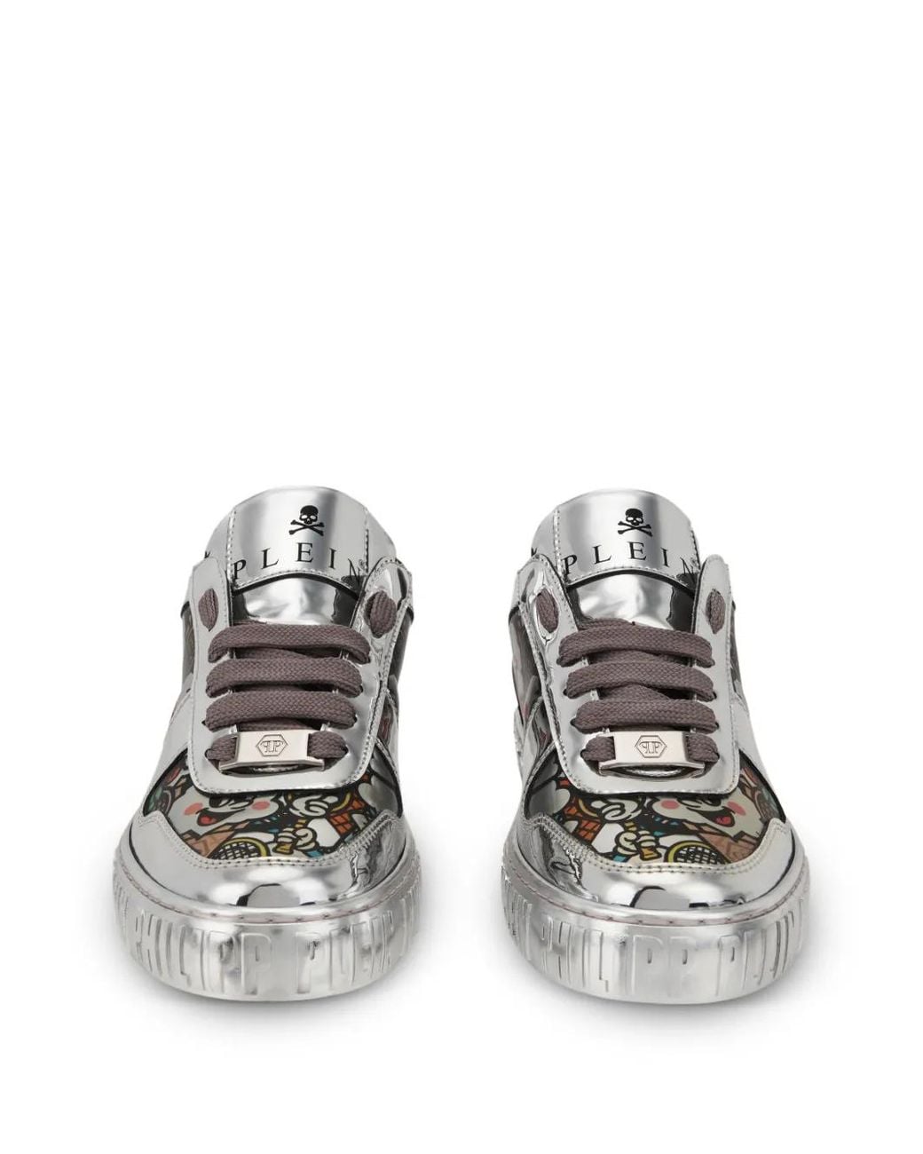 Philipp Plein White Mirror Leather Sneakers 3D Ice Cream for men