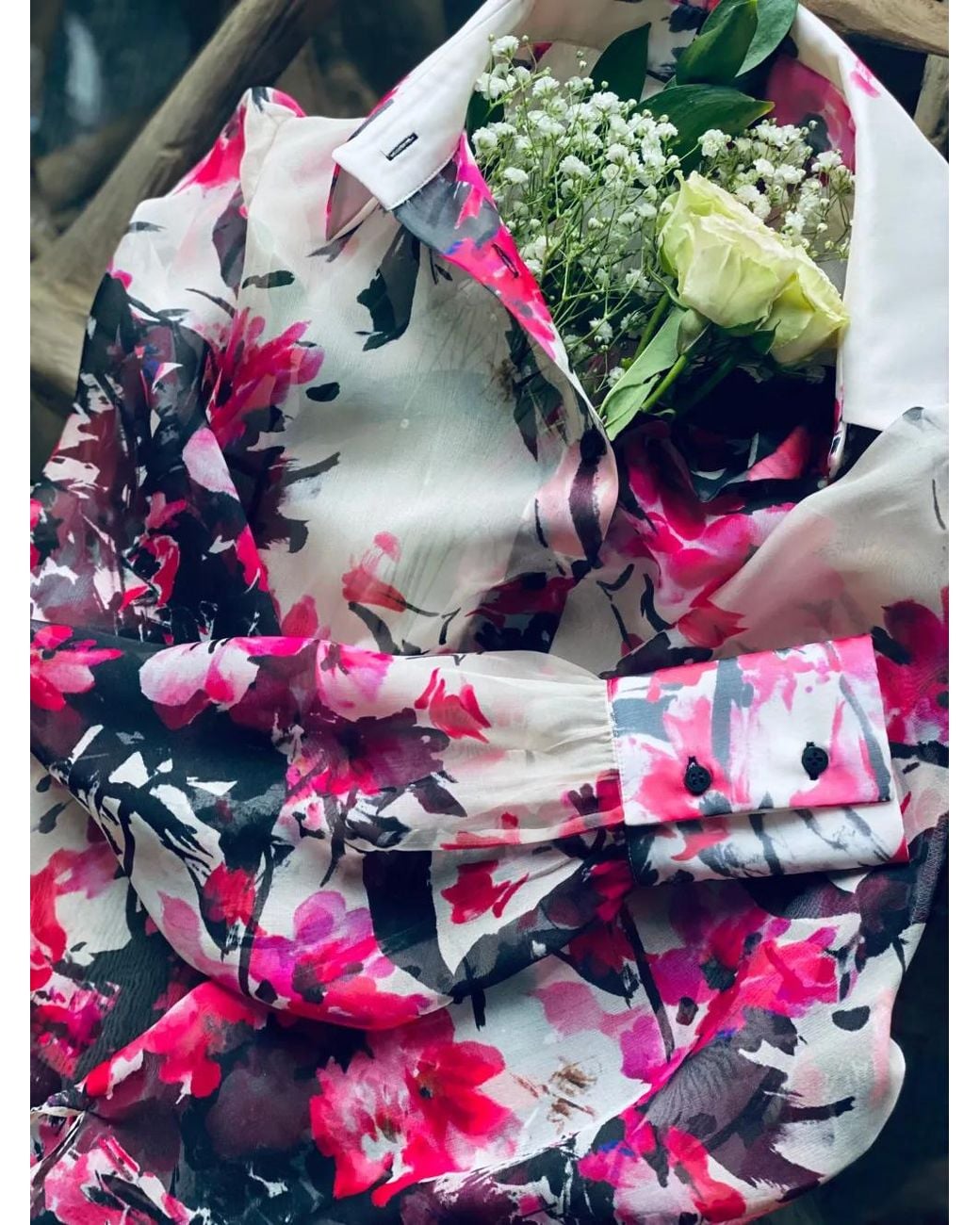 Tessitura Body Couture Multicolor Floral-Print Silk Shirt