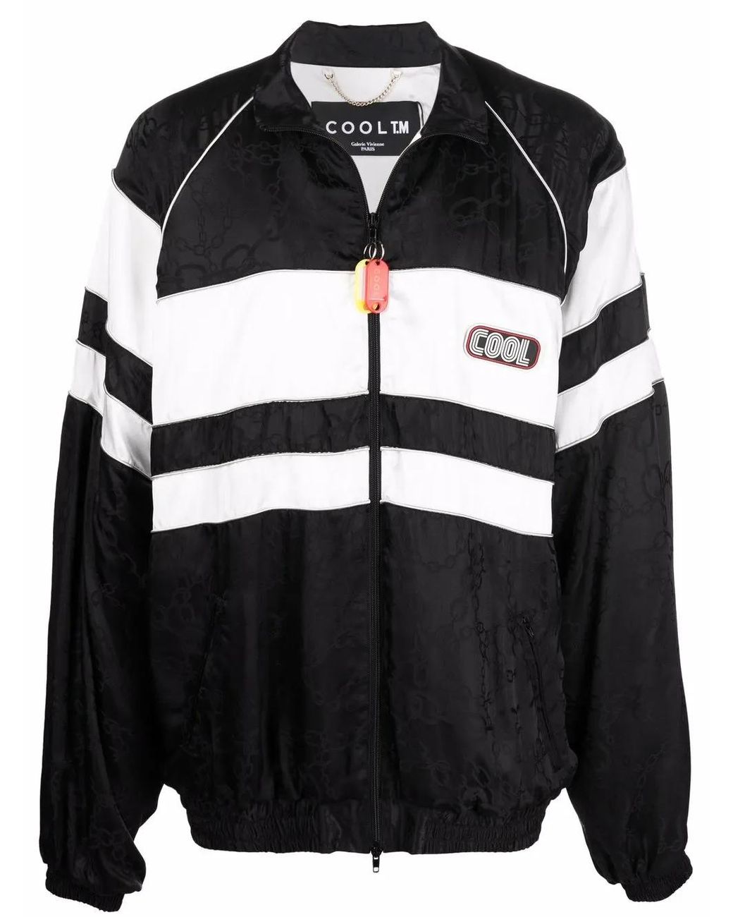 COOL T.M Black Monogram Logo-Print Zip Jacket for men