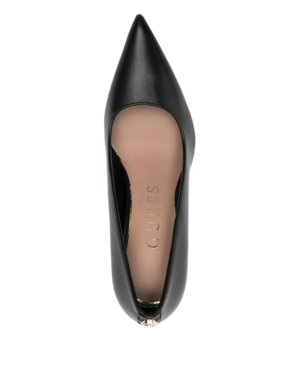 Guess Black Prindy Genuine Leather Court Shoes