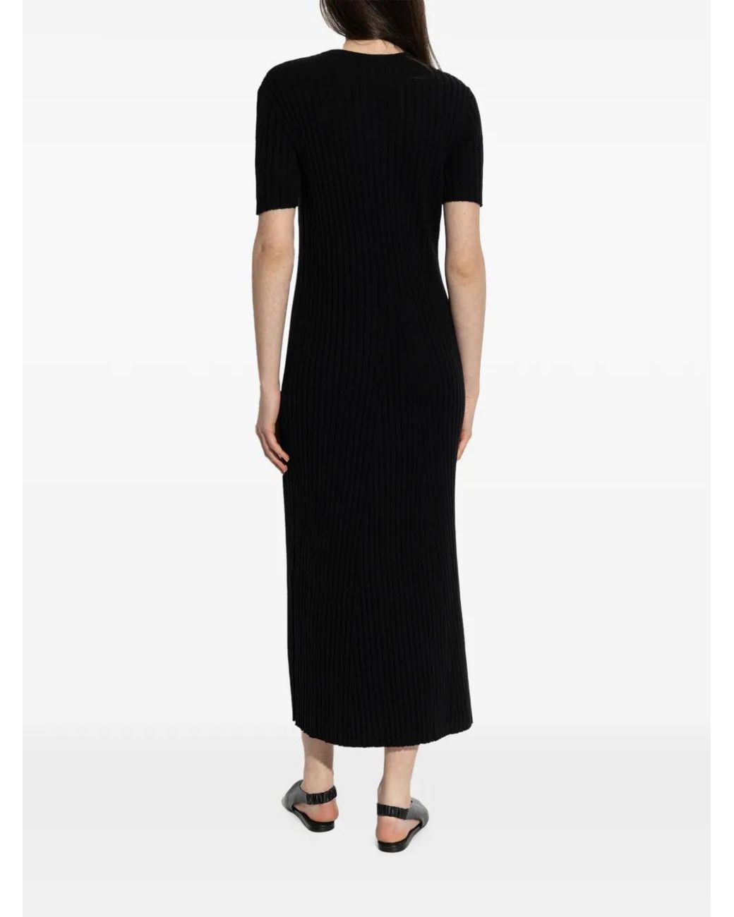 Lisa Yang Black Isabela Ribbed Midi Dress