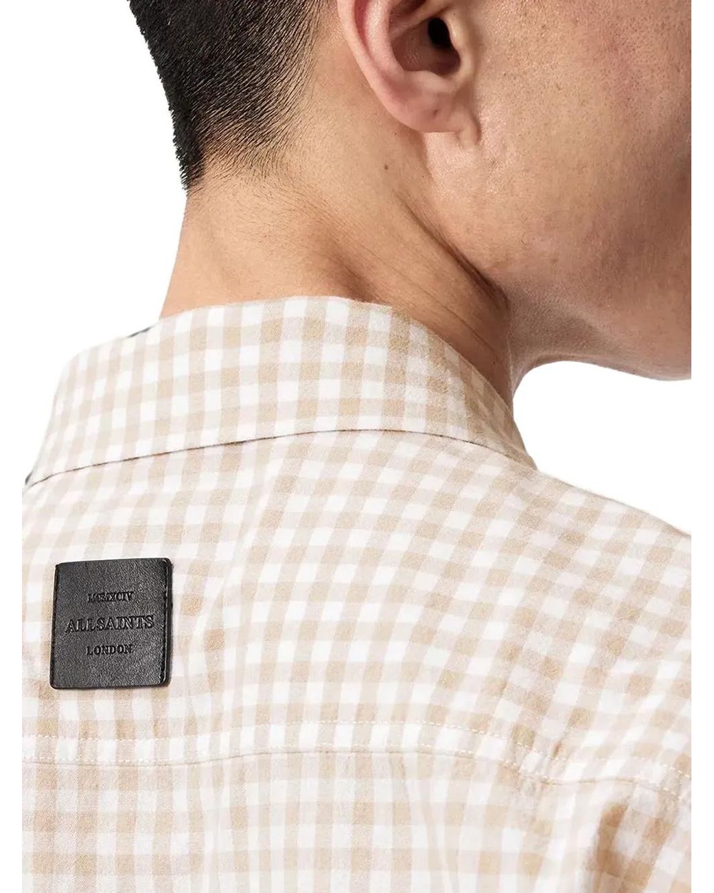 AllSaints Natural Rockland Gingham-Check Short-Sleeve Shirt for men