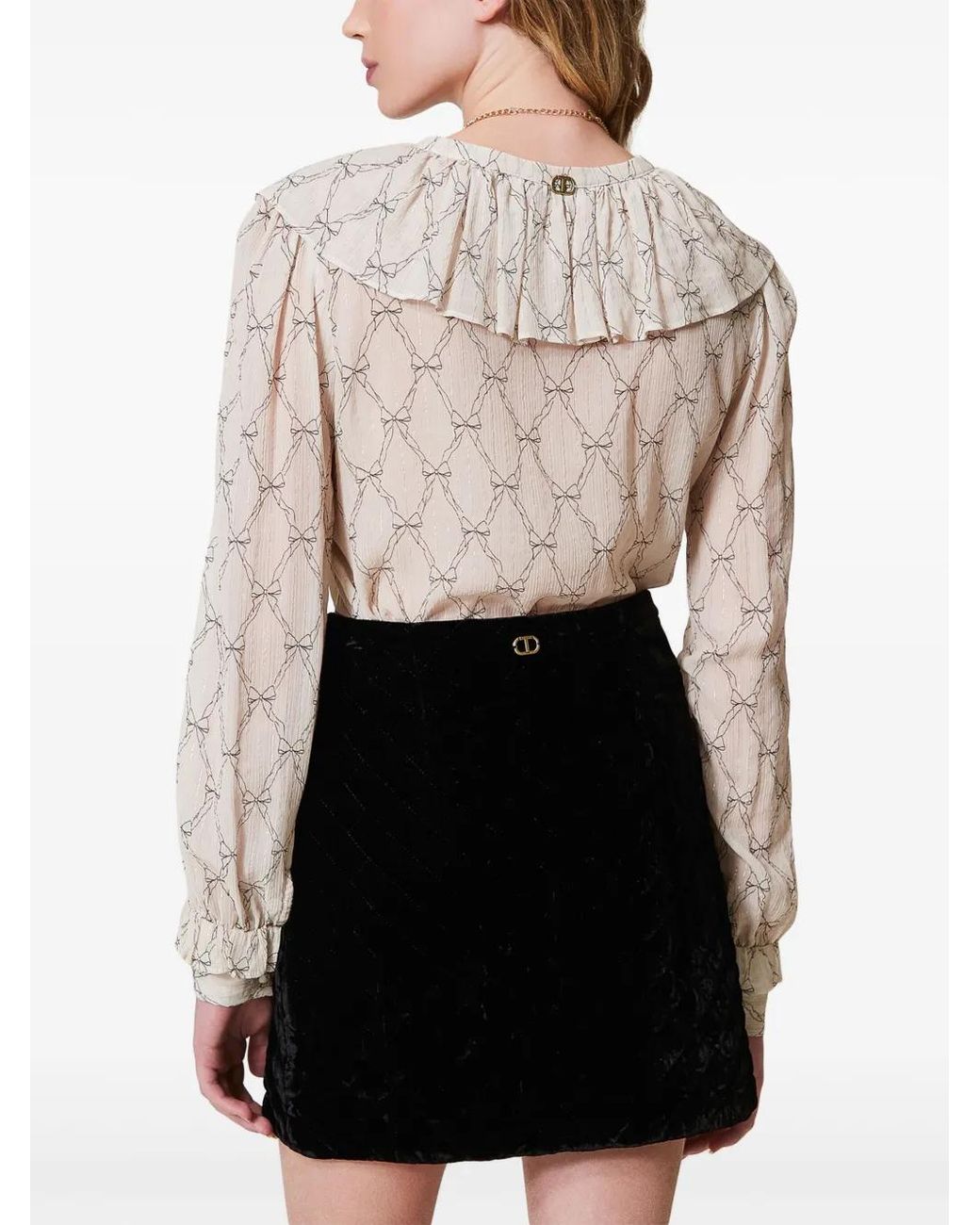 Twinset Black Logo-Engraved Mini Skirt