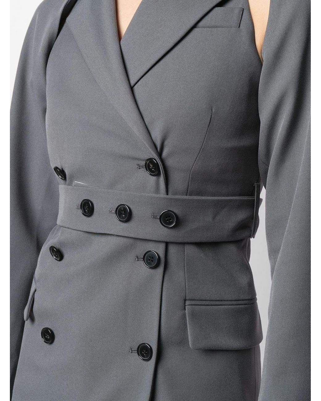 販売一掃 グレー チェック detachable sleeve jacket レディース | bca