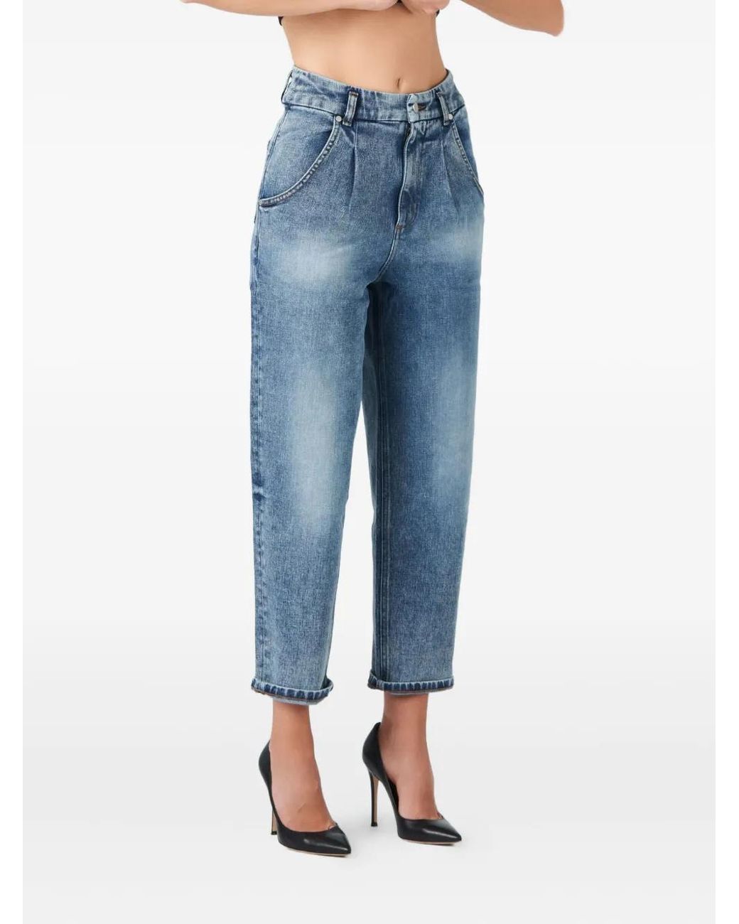 No44 Blue Pleated Jeans