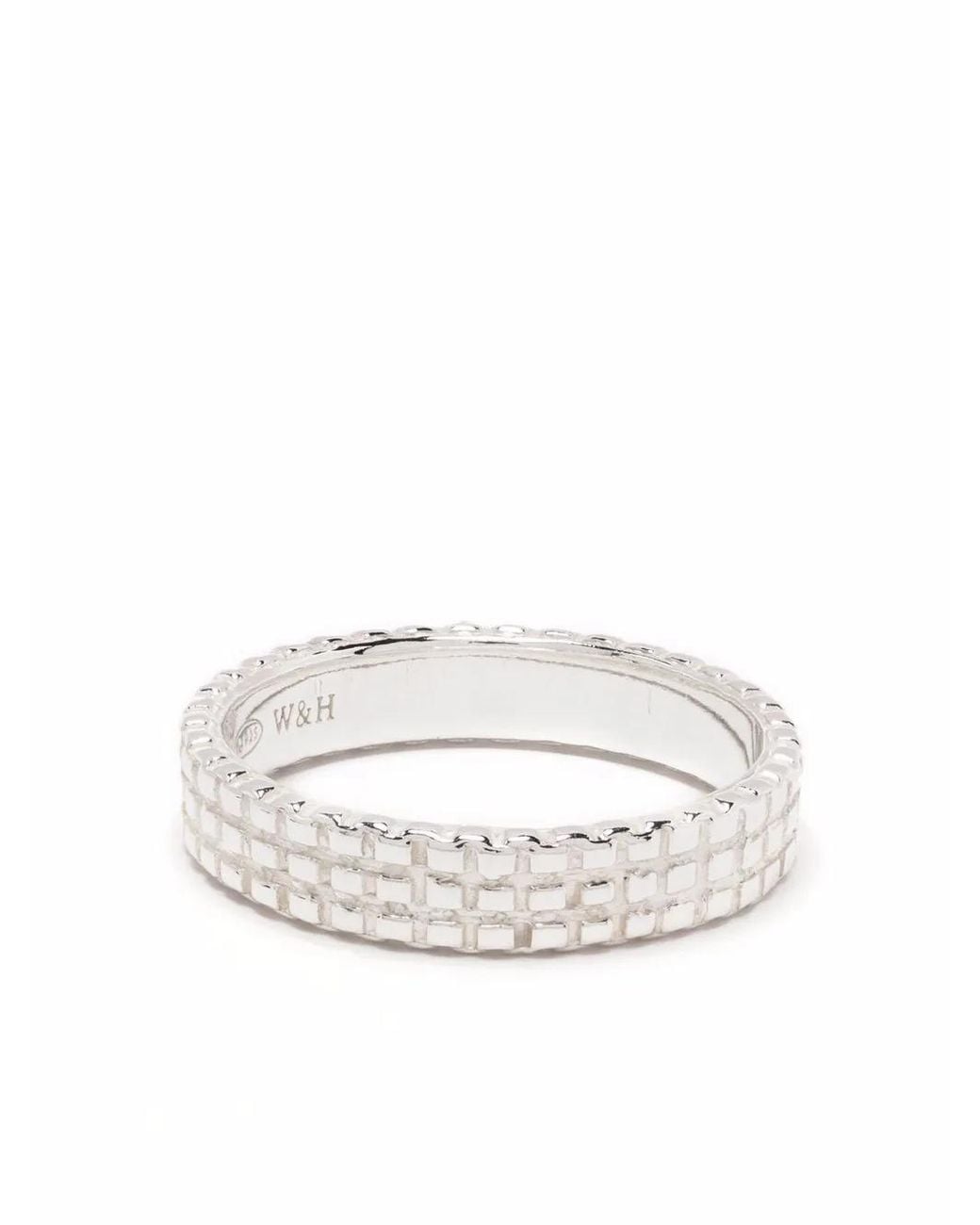 Wouters & Hendrix Chain-Texture Band Ring in White | Lyst