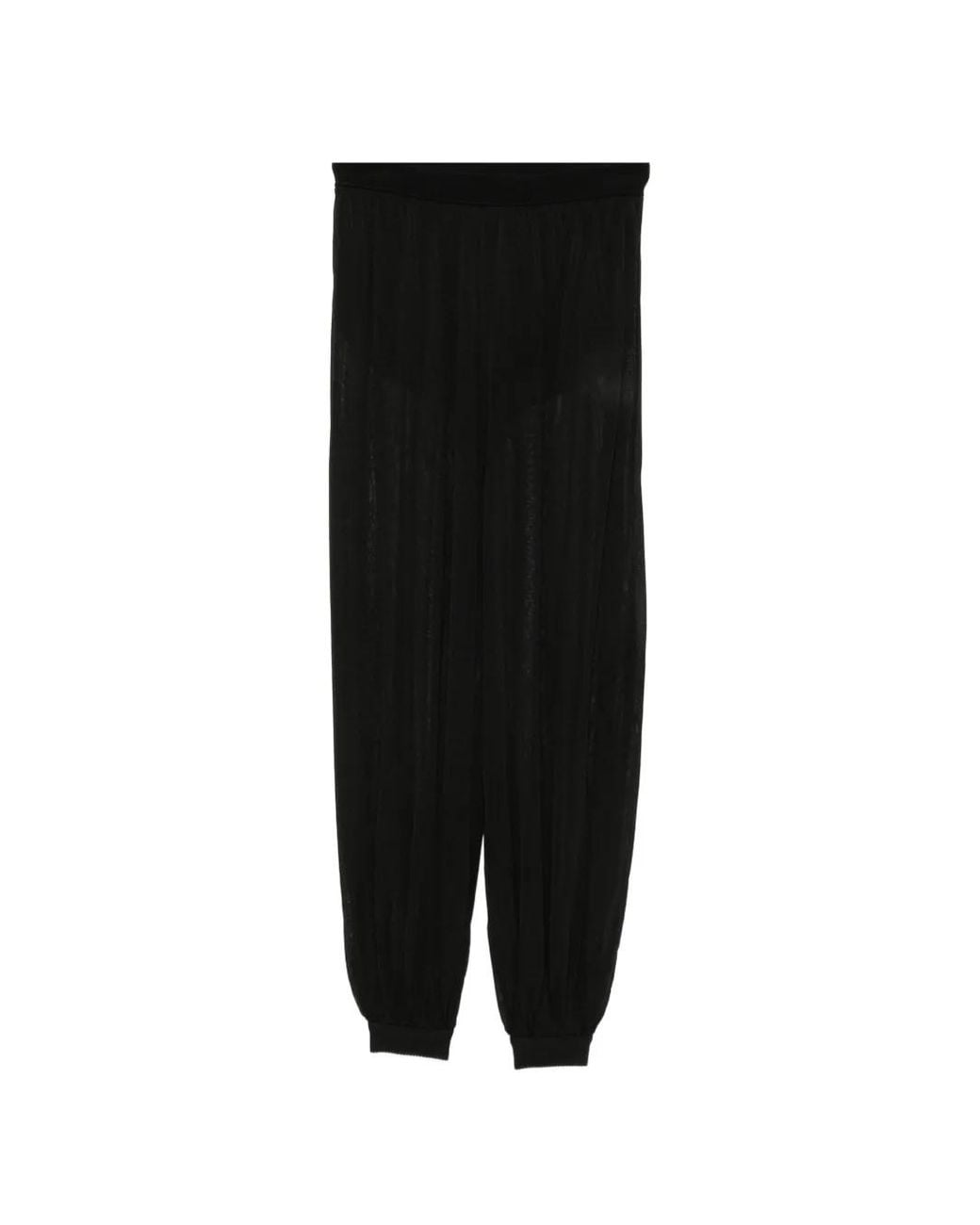 Jonathan Simkhai Black Pantalon À Effet De Transparence Et Revers