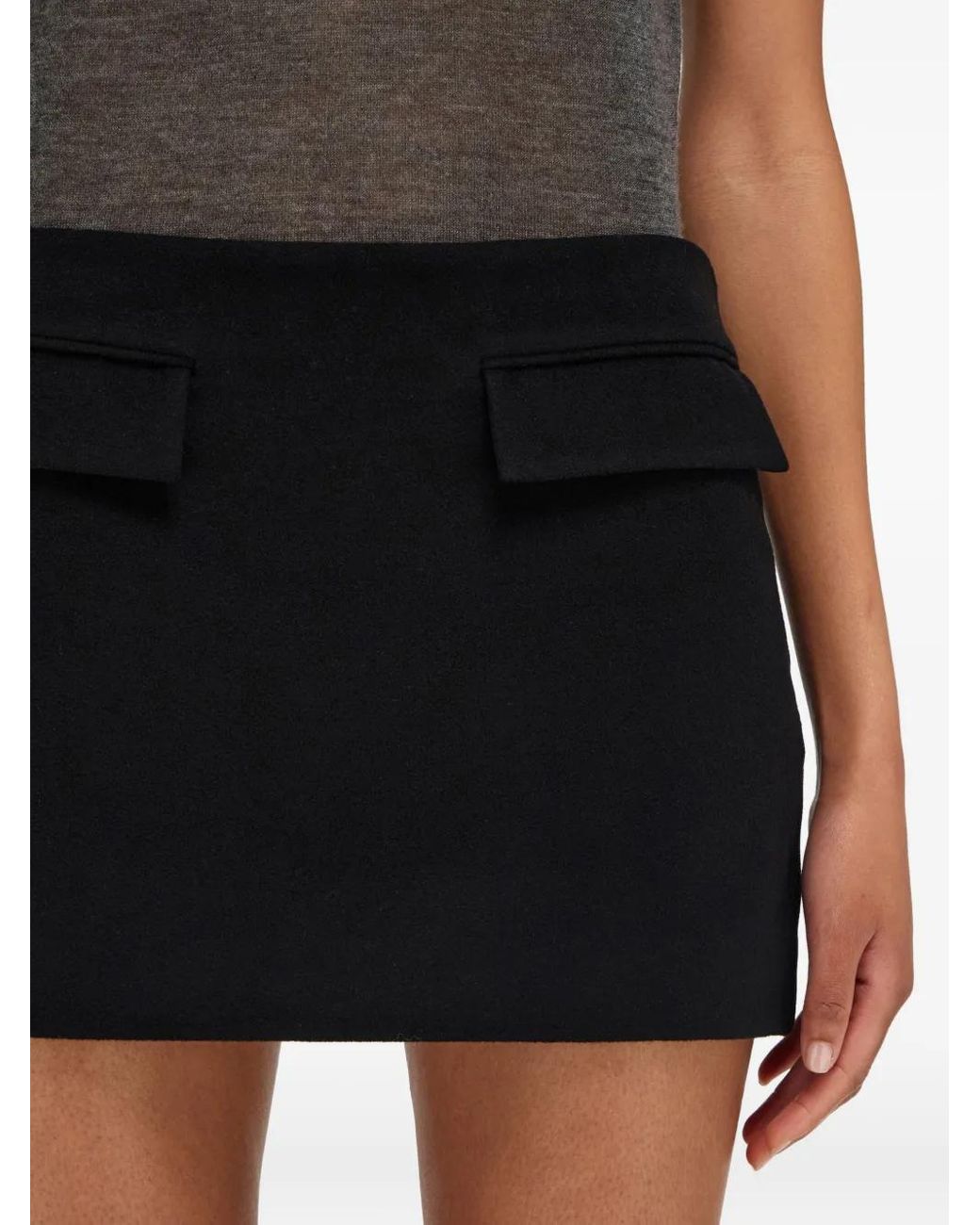 Ferragamo Black Flap-Pocket Mini Skirt