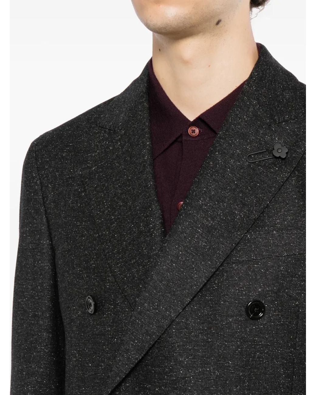 Lardini Black Double-Breasted Suit for men