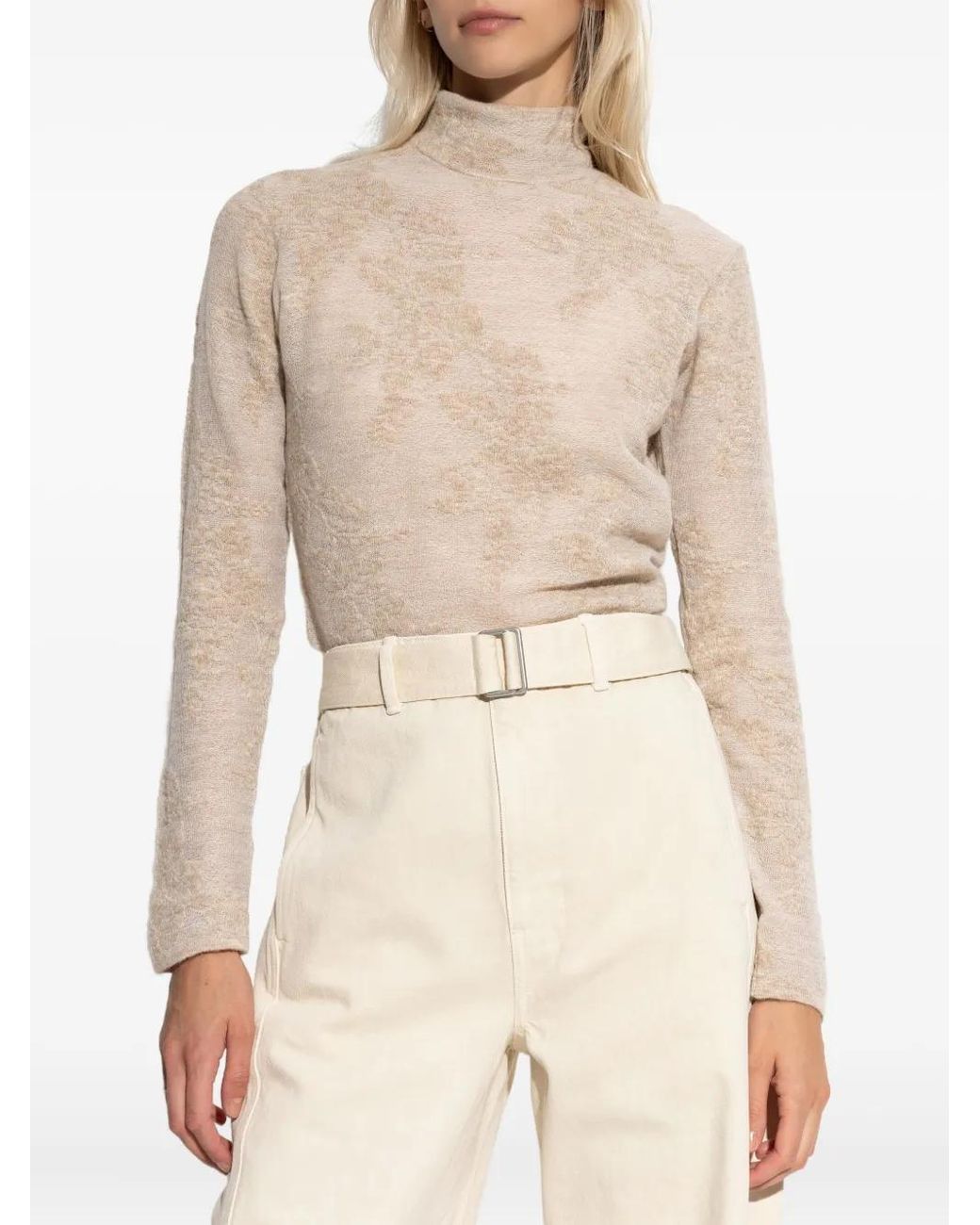 Ganni White High-Neck Button Sweater