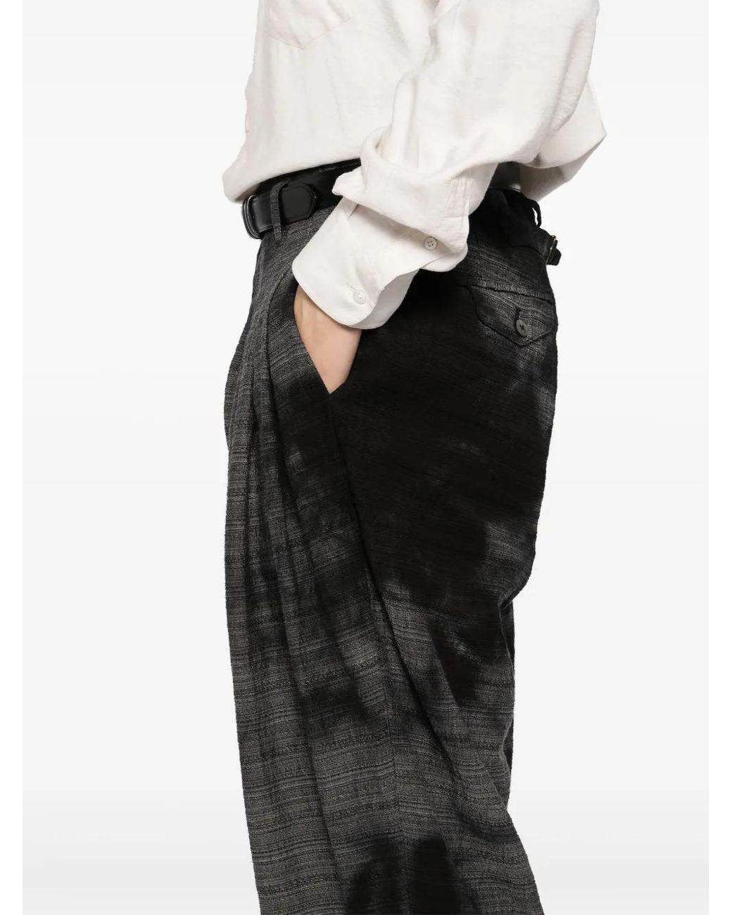 CALMLENCE Gray Triple Pleated Tapered Trousers for men