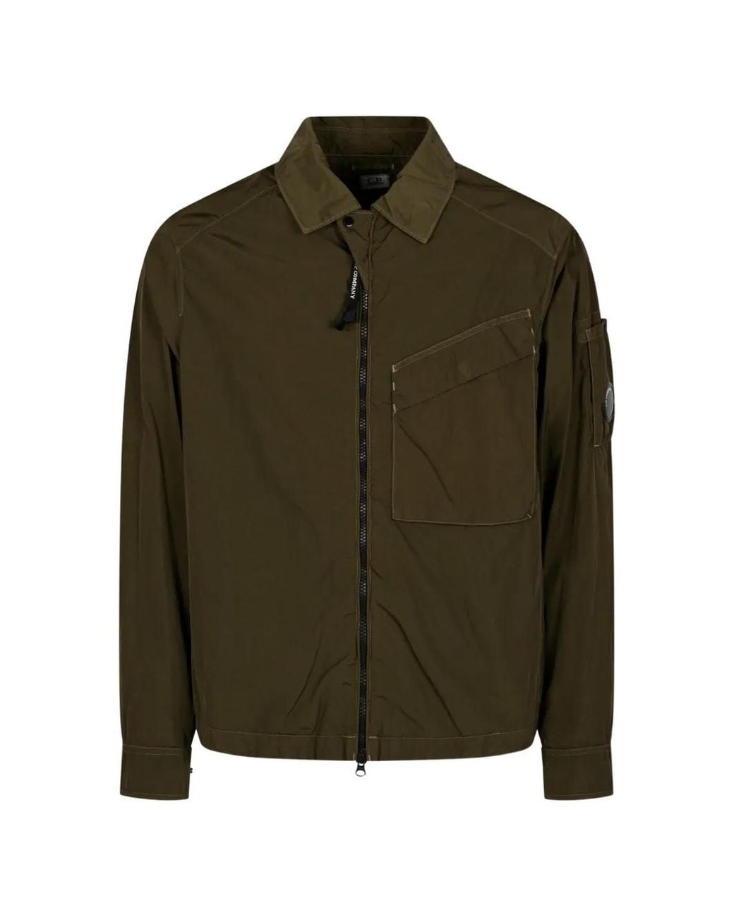 C P Company Green Lens-Detail Chest-Pocket Shirt Jacket for men