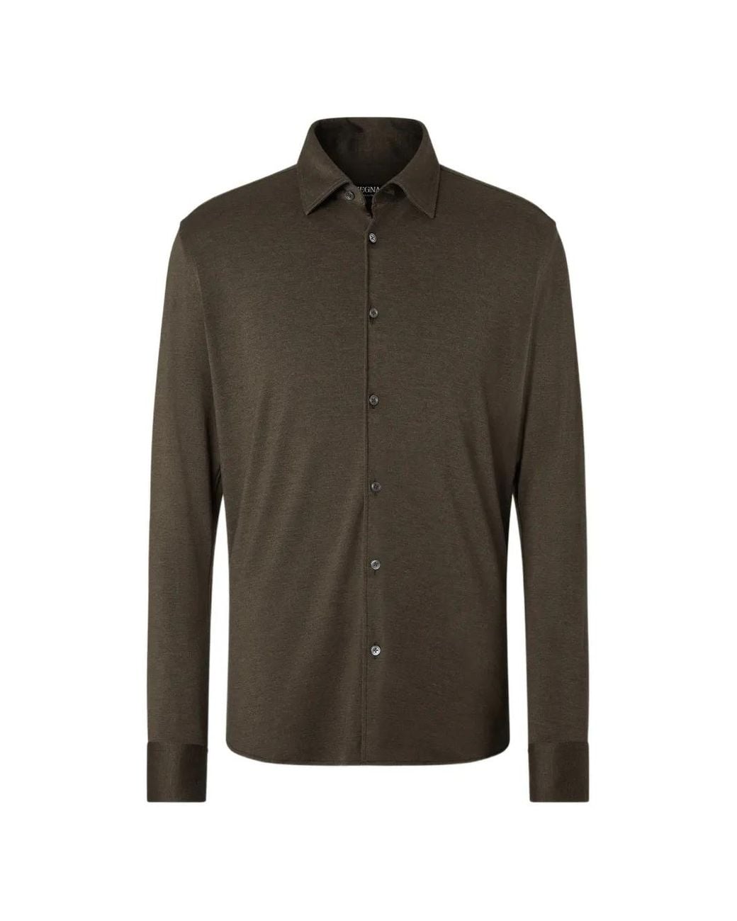Zegna Green Dark Cashmere And Silk Shirt for men