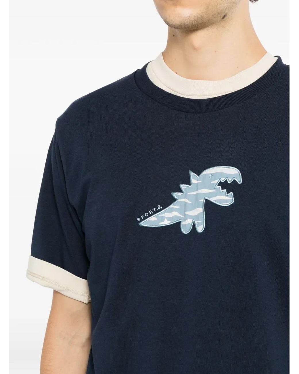 SPORT b. by agnès b. Blue Star Wave Applique T-Shirt for men