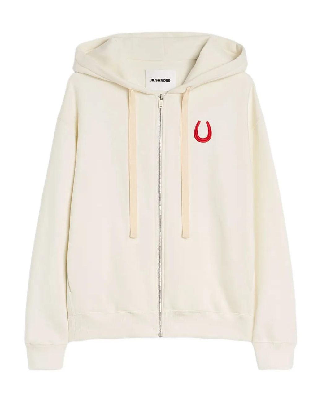 Jil Sander White Cotton Terry Zip-Up Sweatshirt