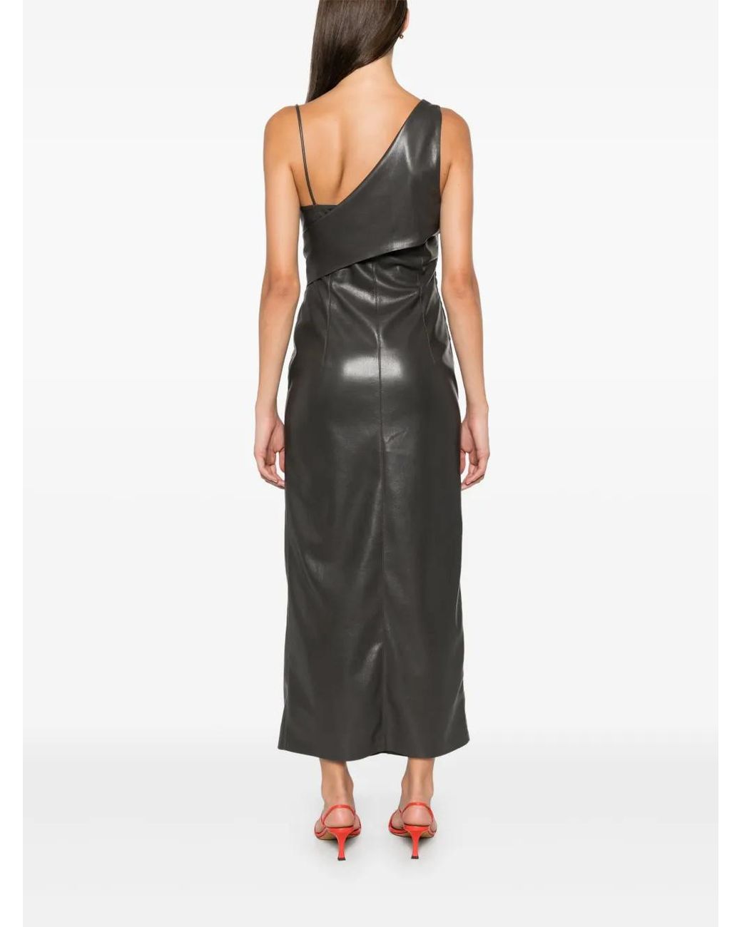 Nanushka Black Asymmetric Midi Dress