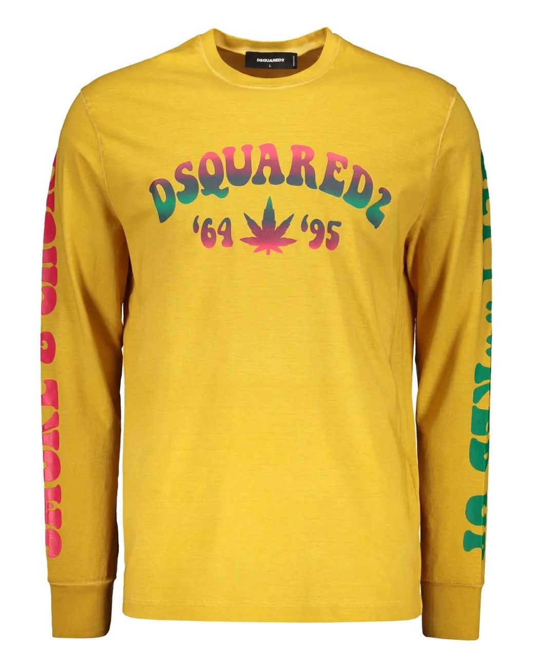 DSquared² Yellow Logo-Print Cotton T-Shirt for men