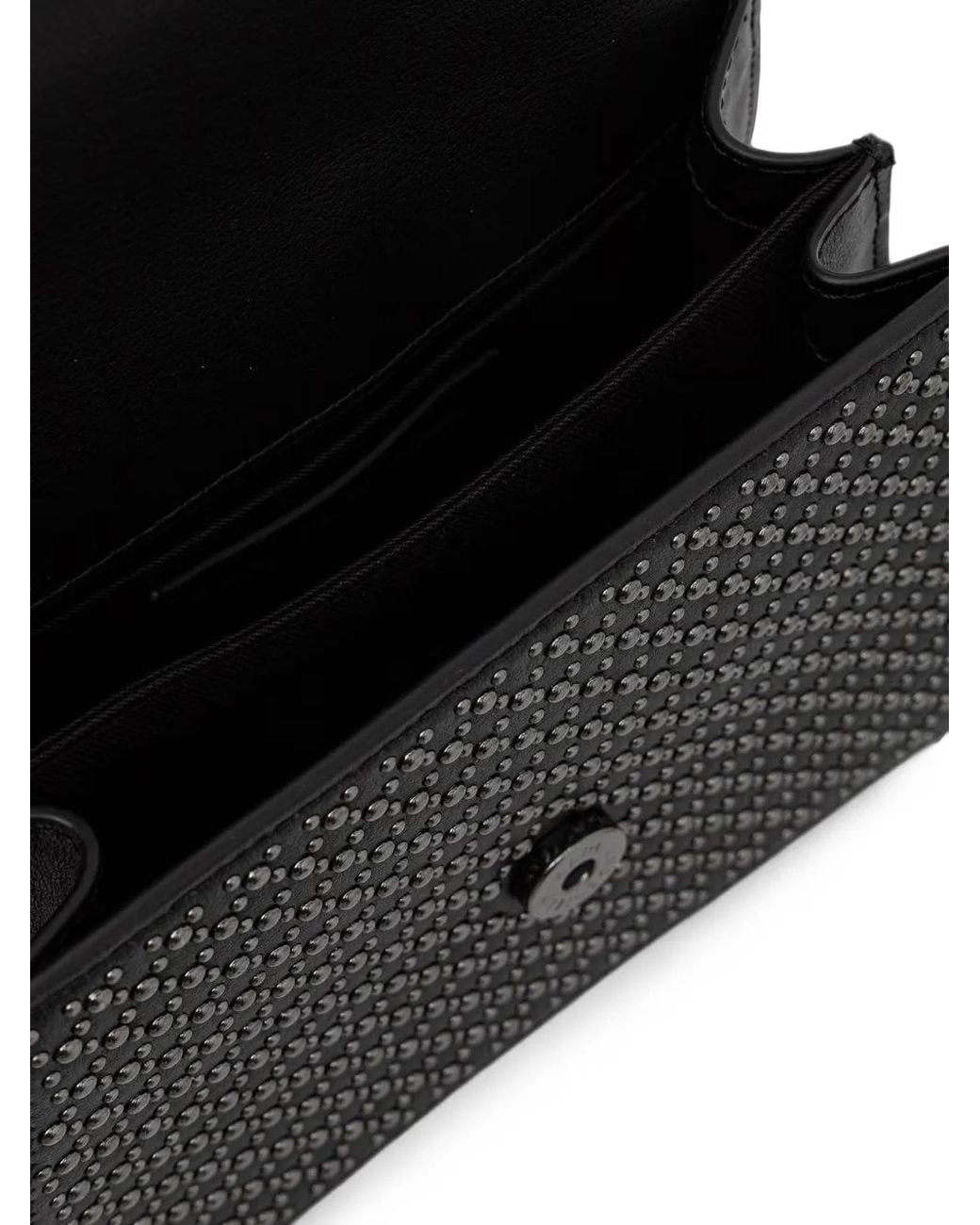 Karl Lagerfeld Black Stud-Embellished Logo-Plaque Tote Bag