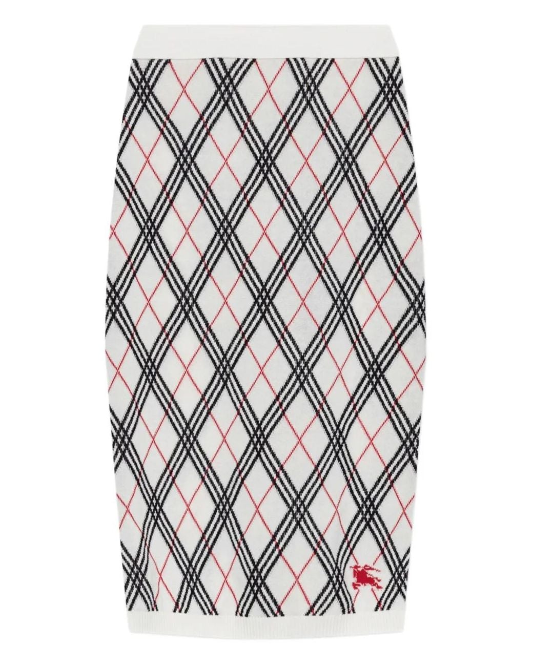 Burberry Gray Knitted Skirt With Check