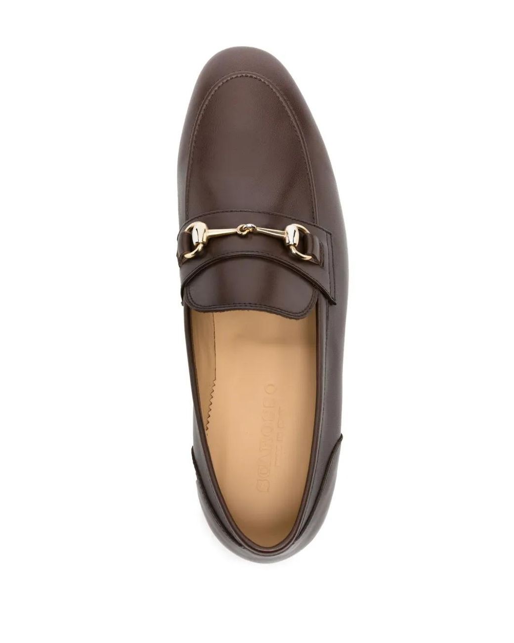 Scarosso Brown Horsebit-Detail Leather Loafers for men