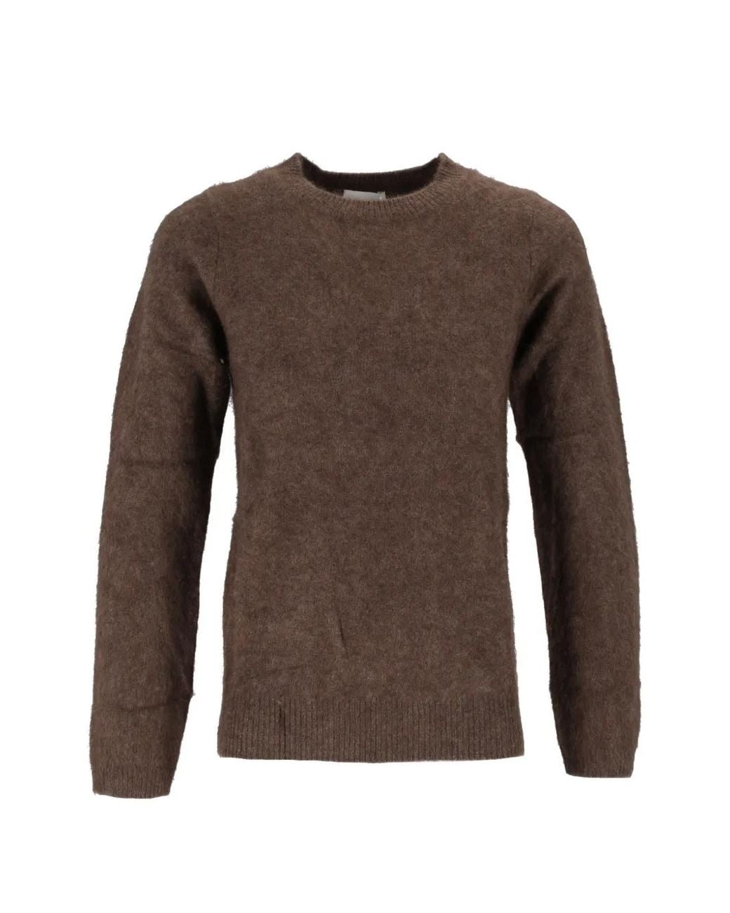 P.A.R.O.S.H. Brown Brushed-Knit Crew-Neck Sweater