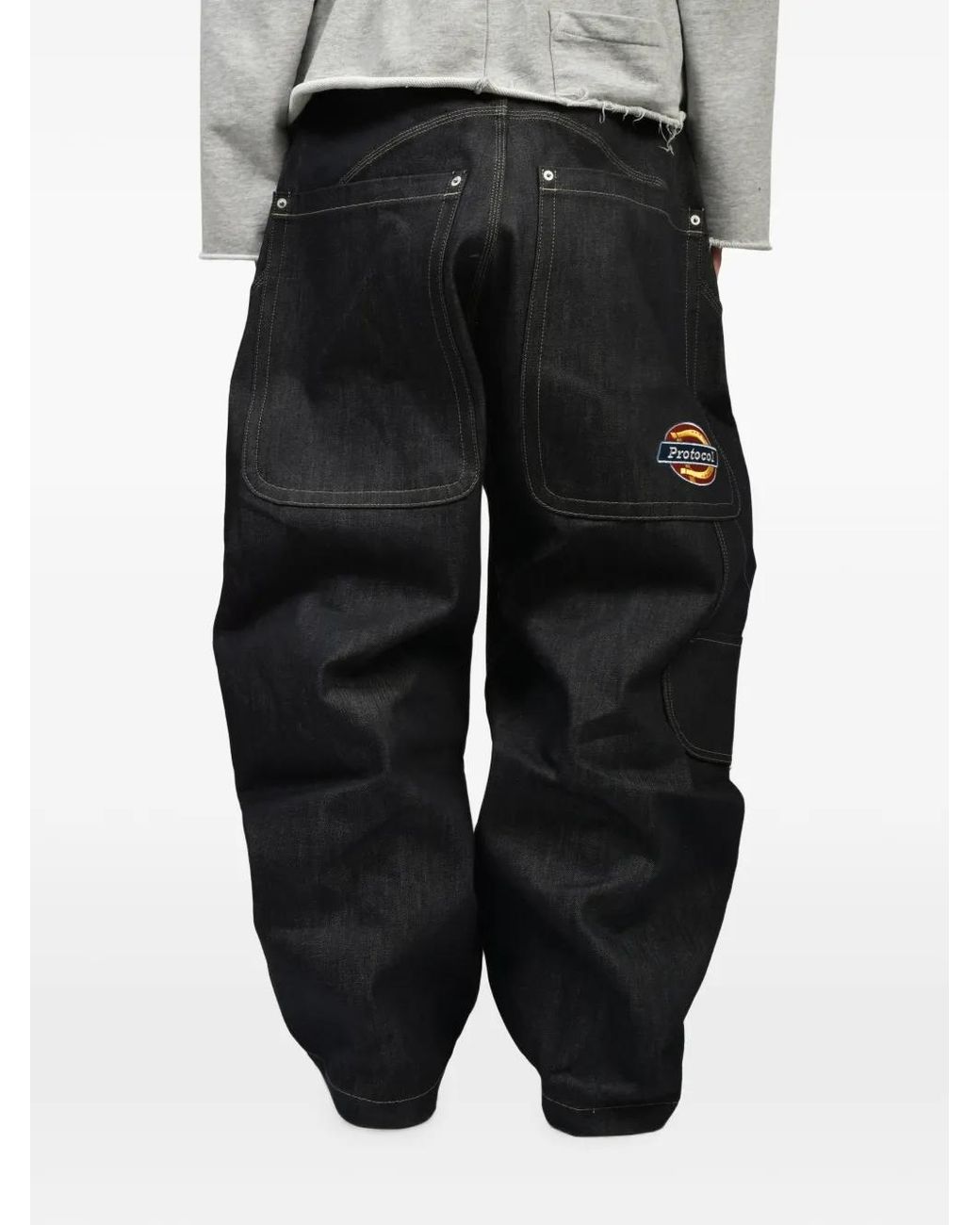 Protocol Index Black Retro Denim Trousers for men