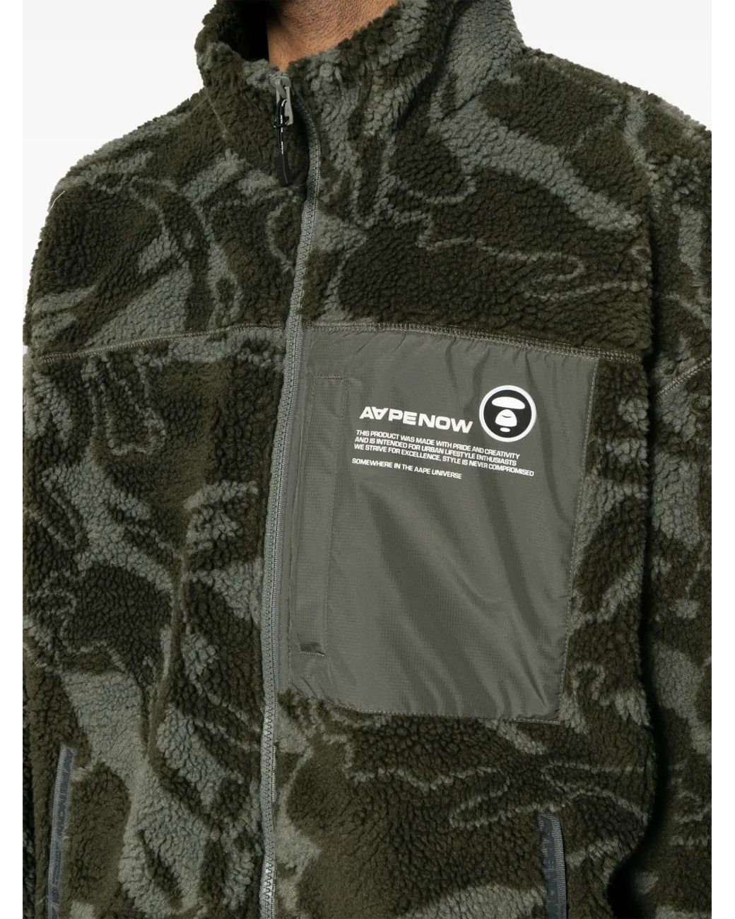 Aape By A Bathing Ape Green Camouflage-Print Fleece Jacket for men