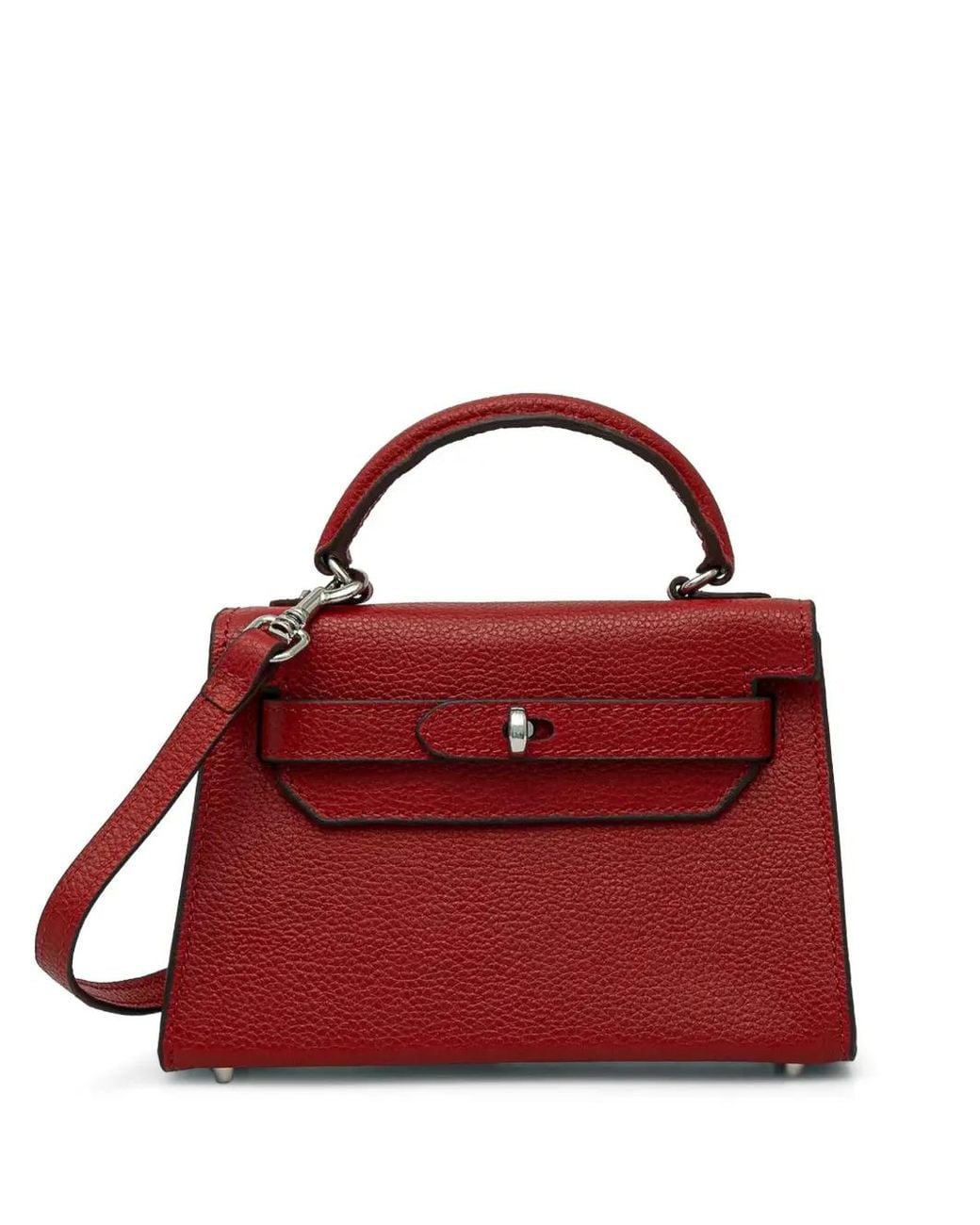 Silvian Heach Red Sanita Grained-Leather Tote Bag