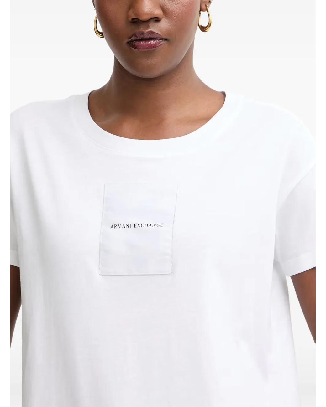 ARMANI EXCHANGE White Logo-Patch T-Shirt