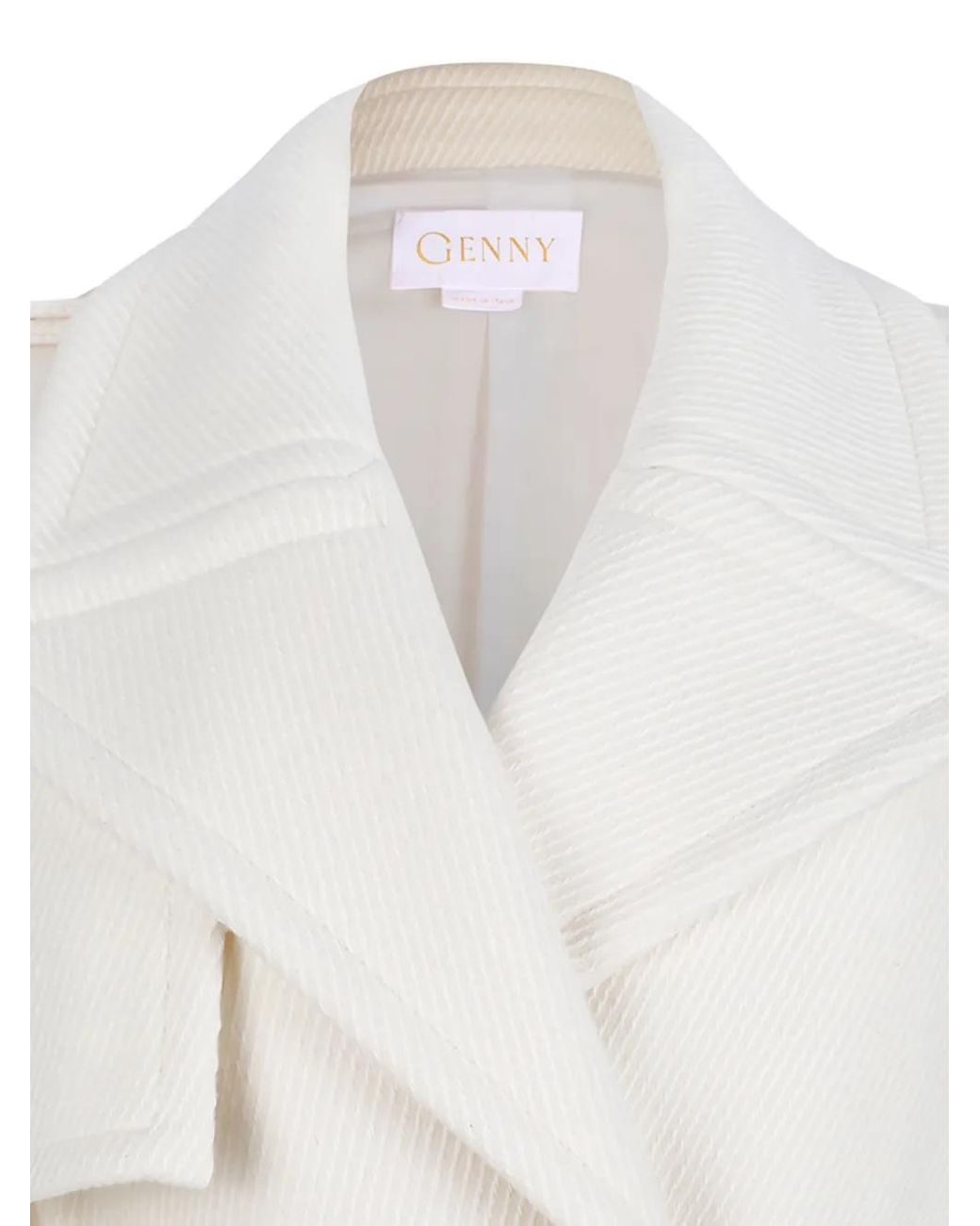 Genny White Belted Lapels Coat