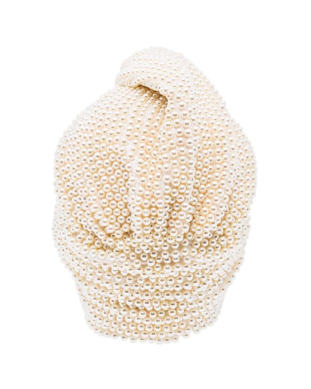 MaryJane Claverol Faux-pearl Beaded Head-wrap Cap in White  display picture 1