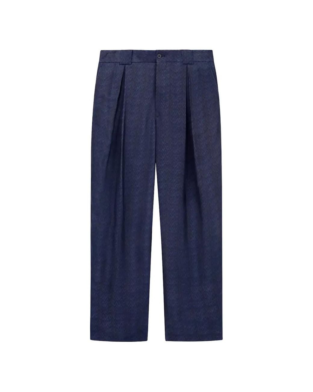Giorgio Armani Blue Chevron-Pattern Pleated Trousers for men