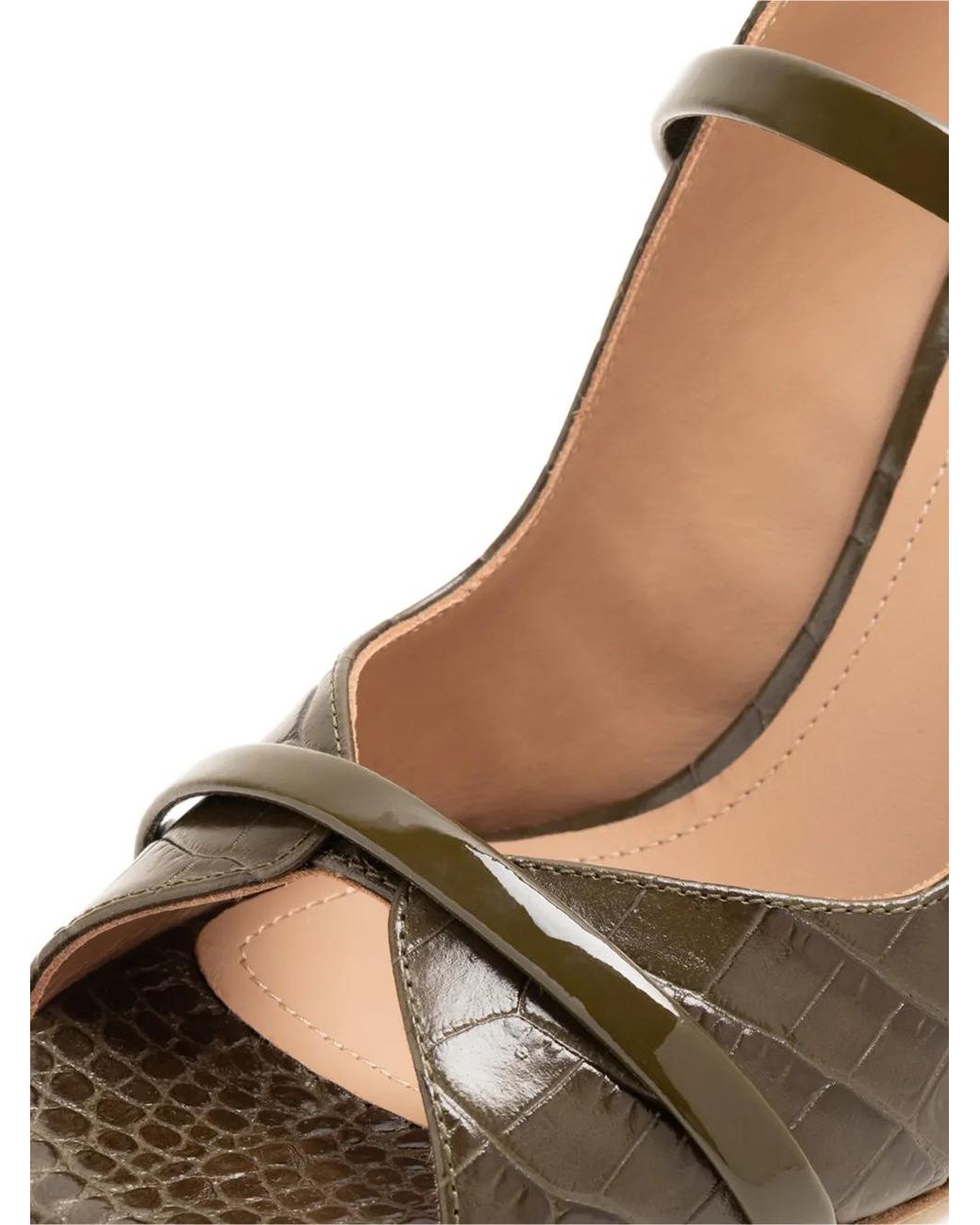 Malone Souliers Green Norah Croc-Effect Leather Sandals