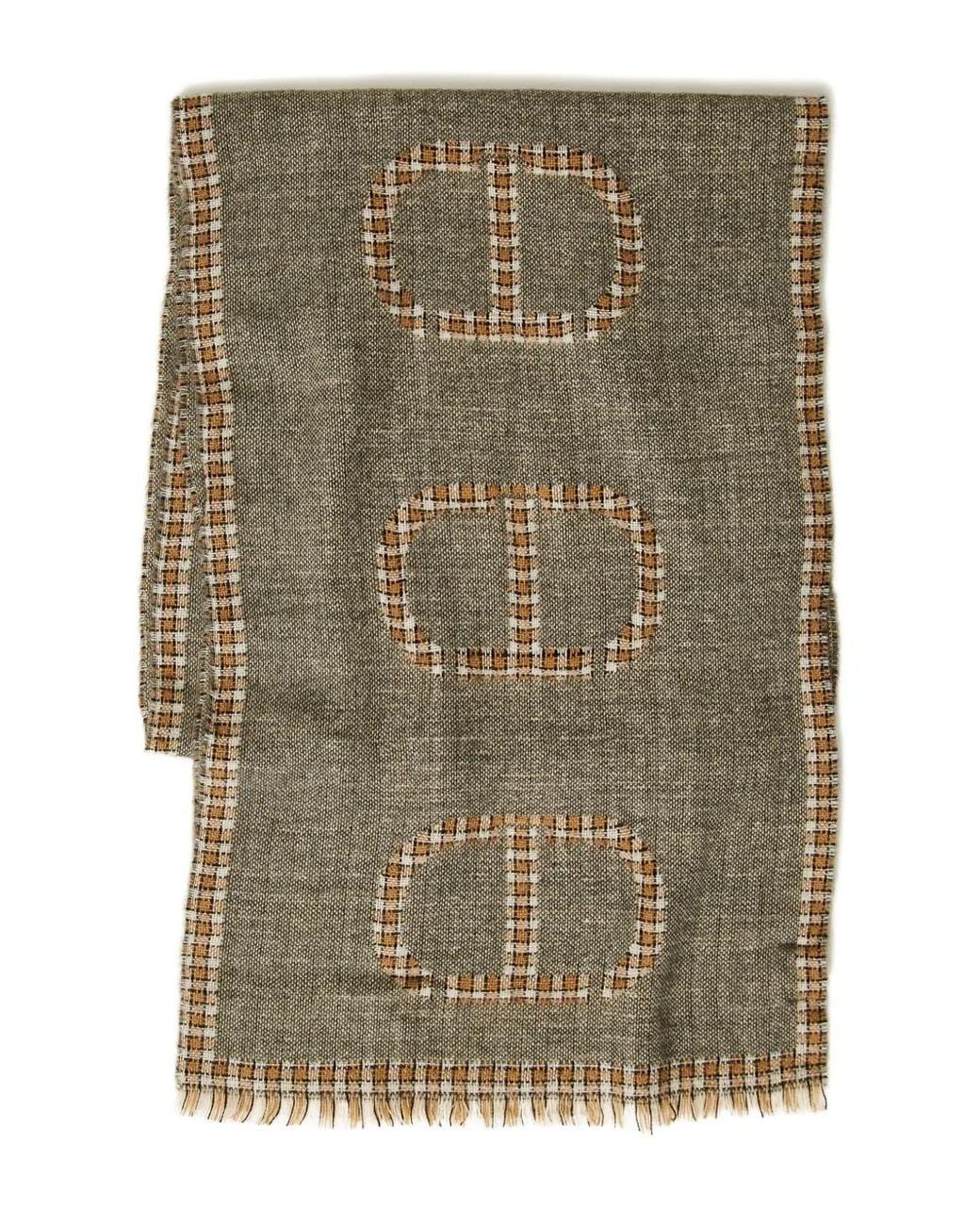 Twinset Green Checked Scarf