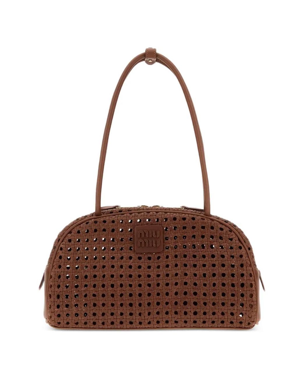 Miu Miu Brown Beau Woven Leather Bag