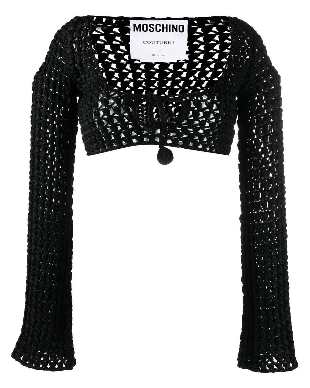 Moschino Black Open-Knit Cropped Top
