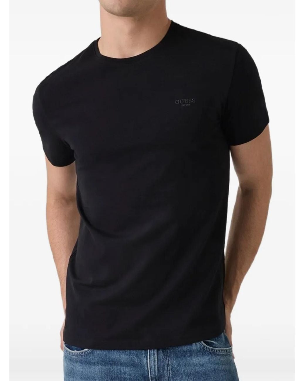 Guess Black Crew-Neck T-Shirt for men