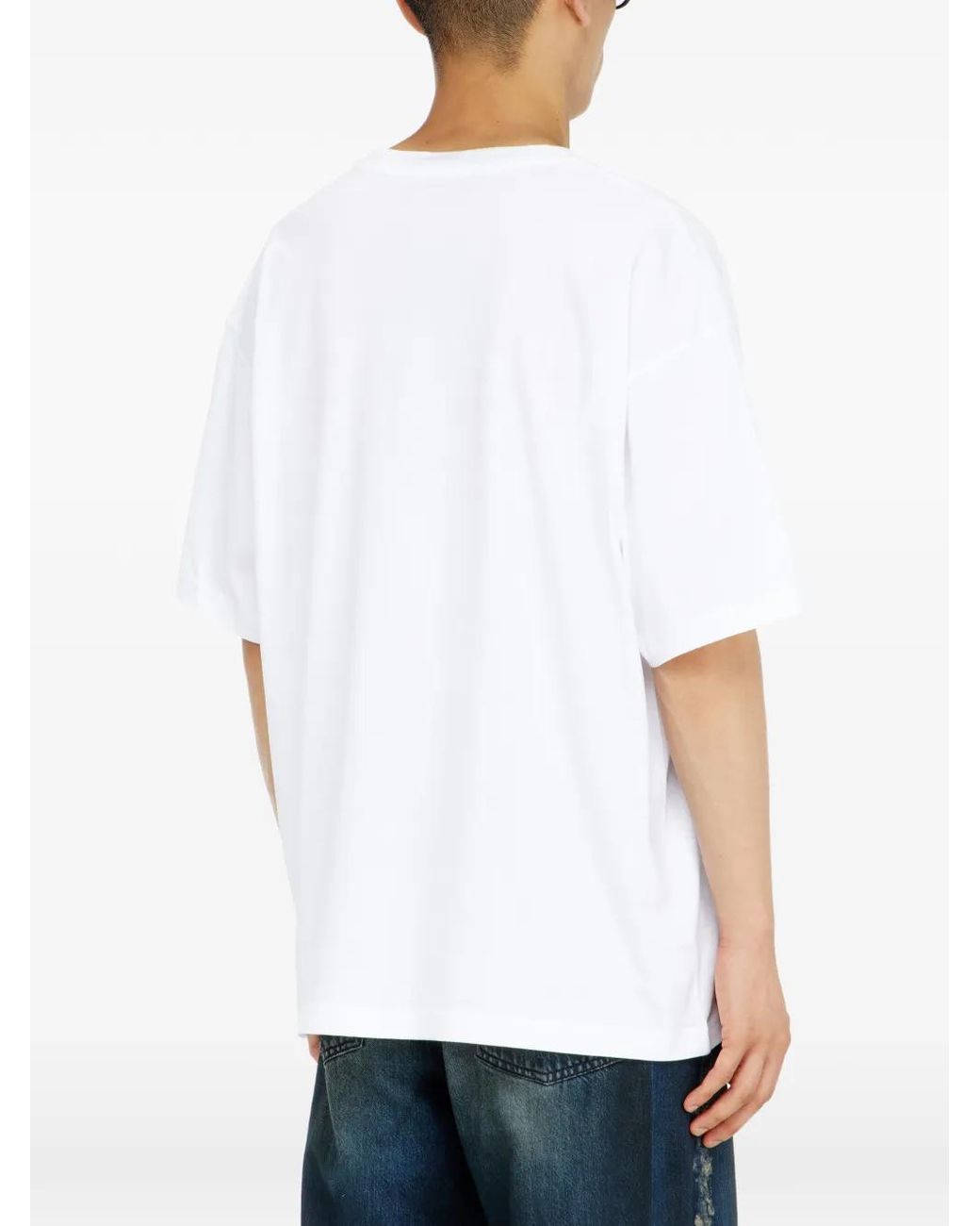DIESEL White Cotton T-Shirt With Logo Print for men