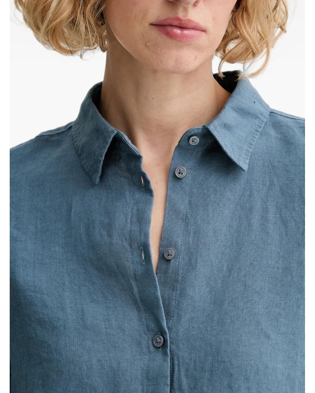 Marc O' Polo Blue Short-Sleeve Linen Shirt