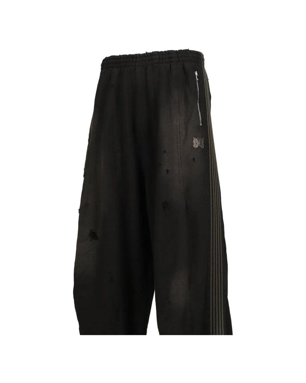 Needles Black H.D. Distressed Track Pants for men
