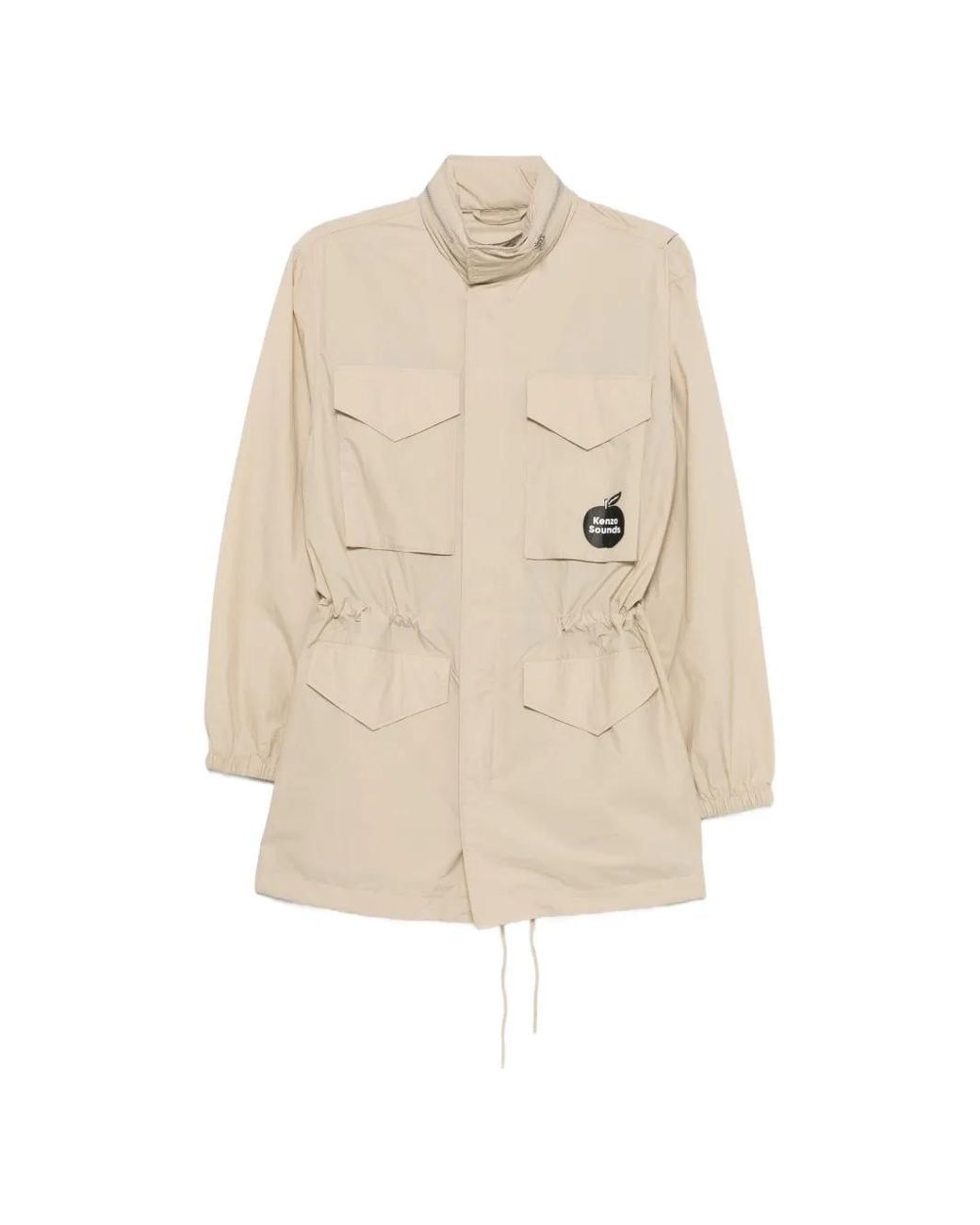 KENZO White Sounds Logo-Print Parka Coat